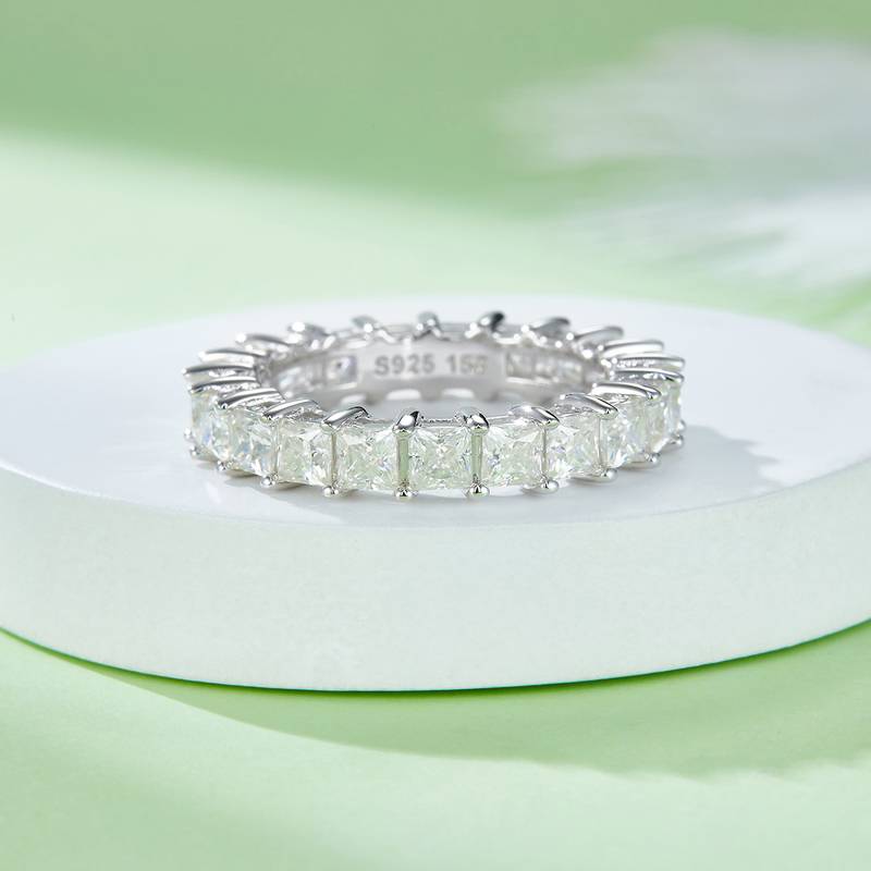 Zhengfang Full Body Ring S925 Silver Plated Platinum Moissanite Diamond Women's Ring 6.6 Carat D-Class